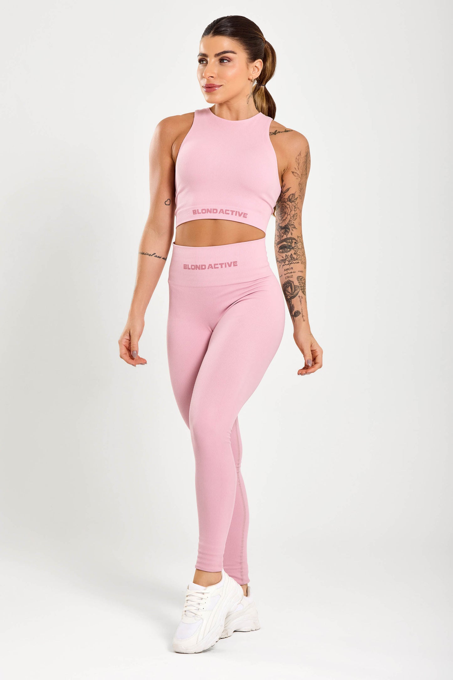 Conjunto Energy Seamless Top Cropped (Rosa) + Legging Lisa (Rosa)