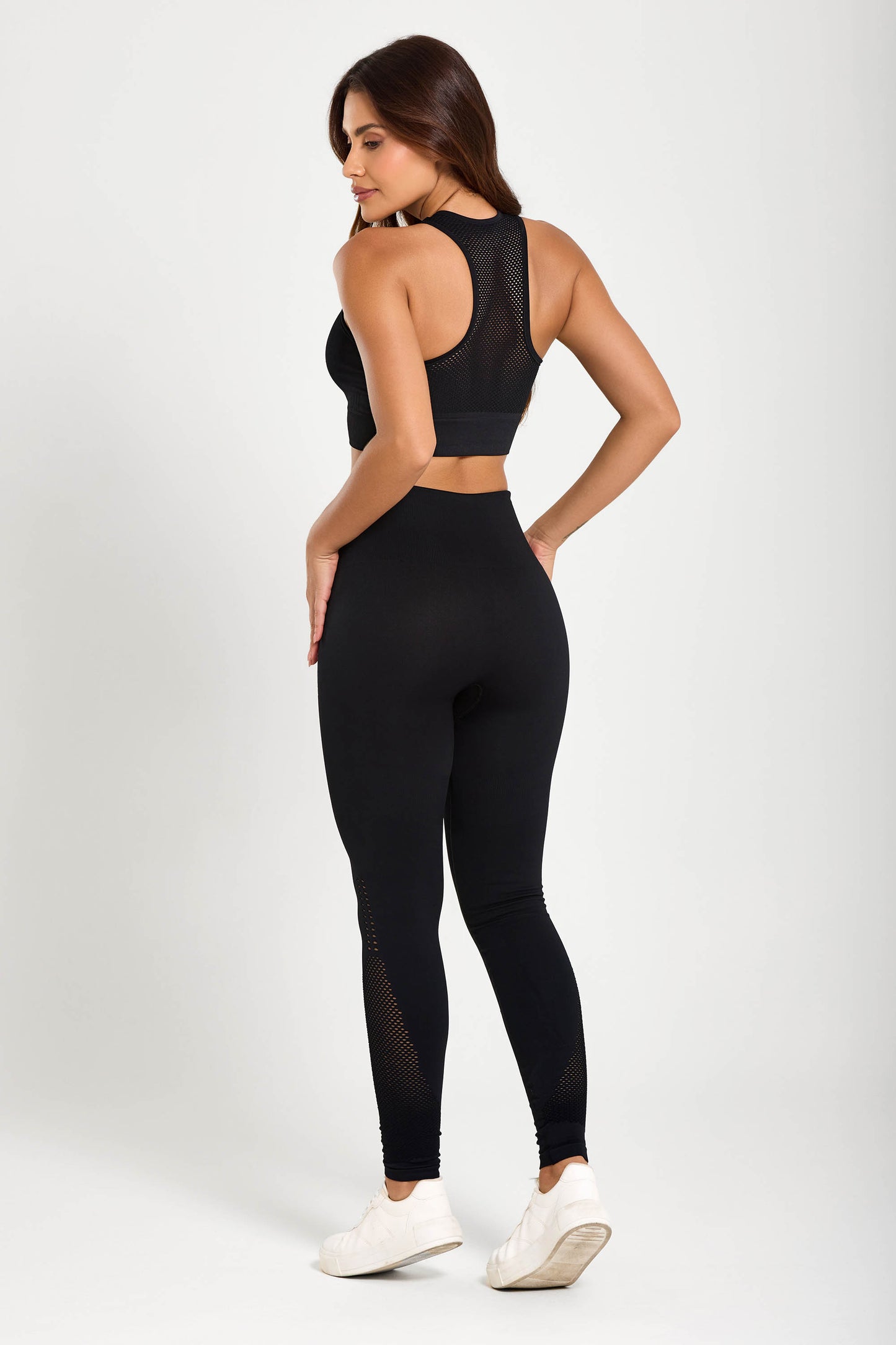 Legging AirSense Preto Seamless UV+ Com Cós Alto Anatômico
