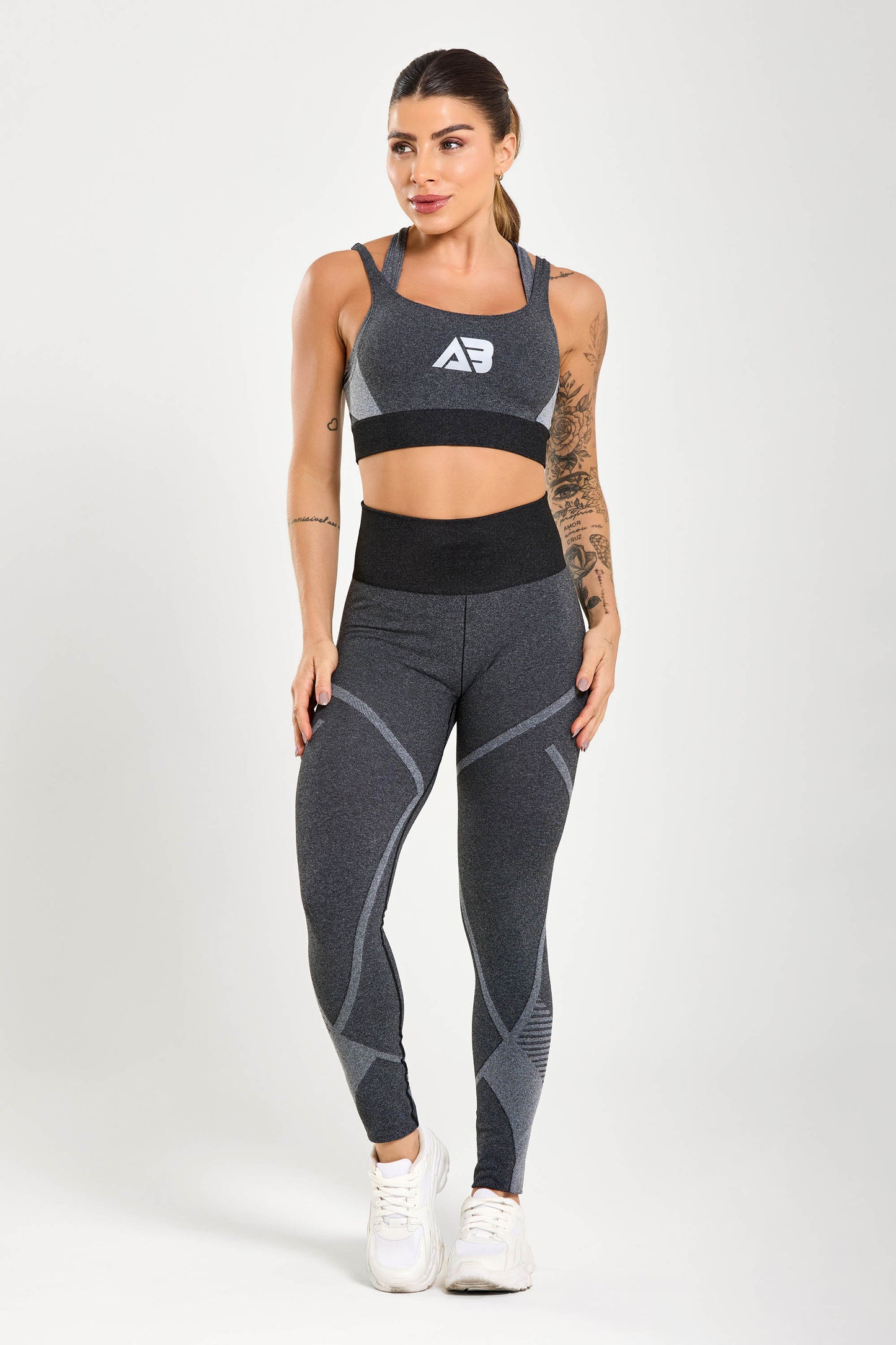 Top Duplo Mescla Dark Lycra Seamless