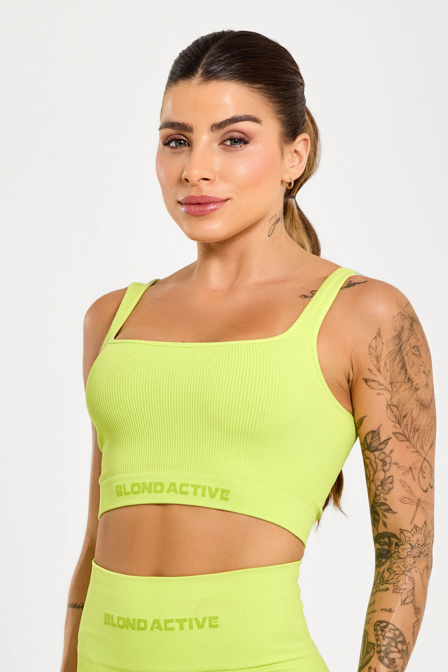 Top Alça Energy Lycra Canelada Seamless Neon