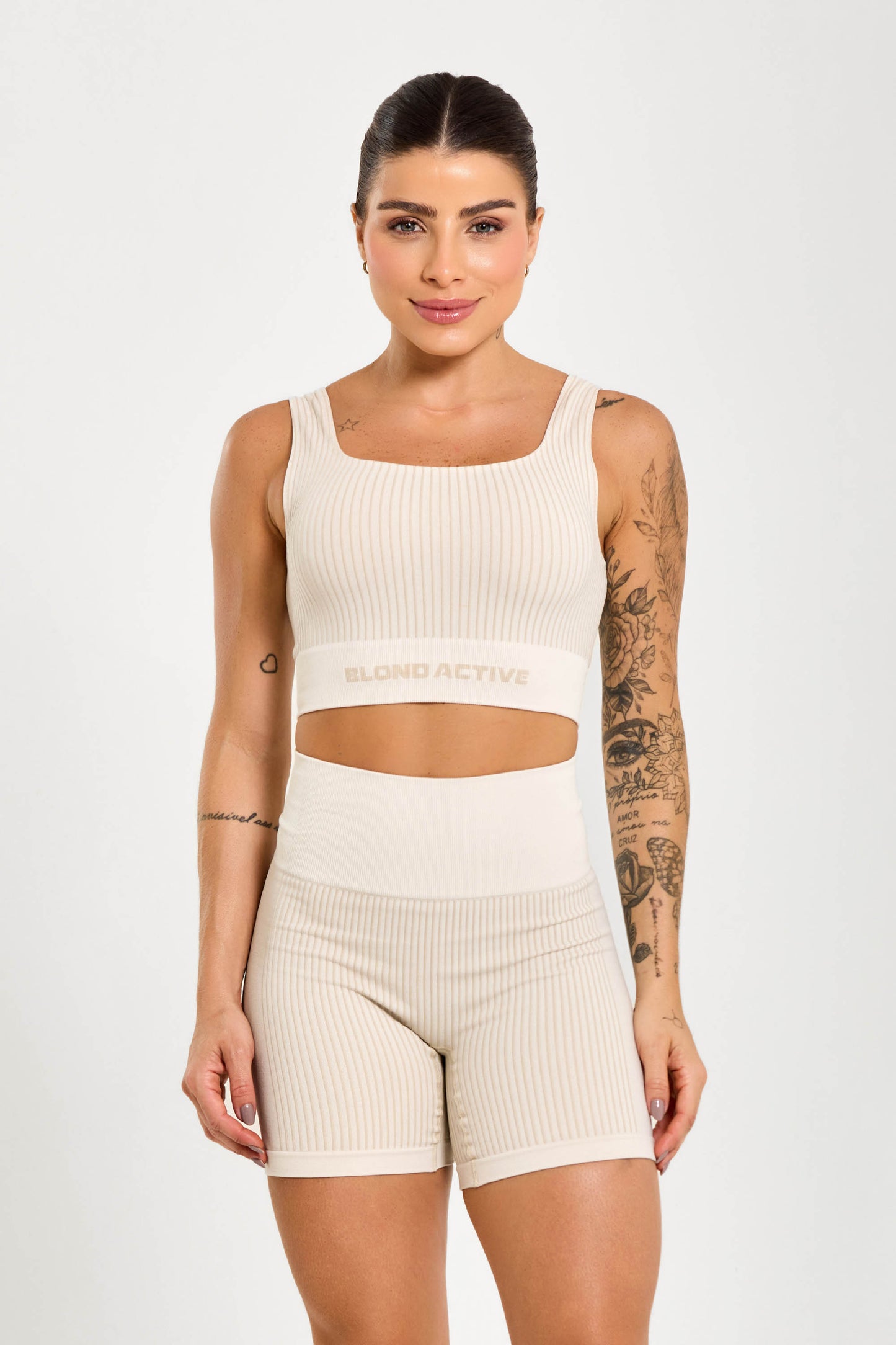 Conjunto Energy Seamless Tex Top Anatômico + Short (Off White)