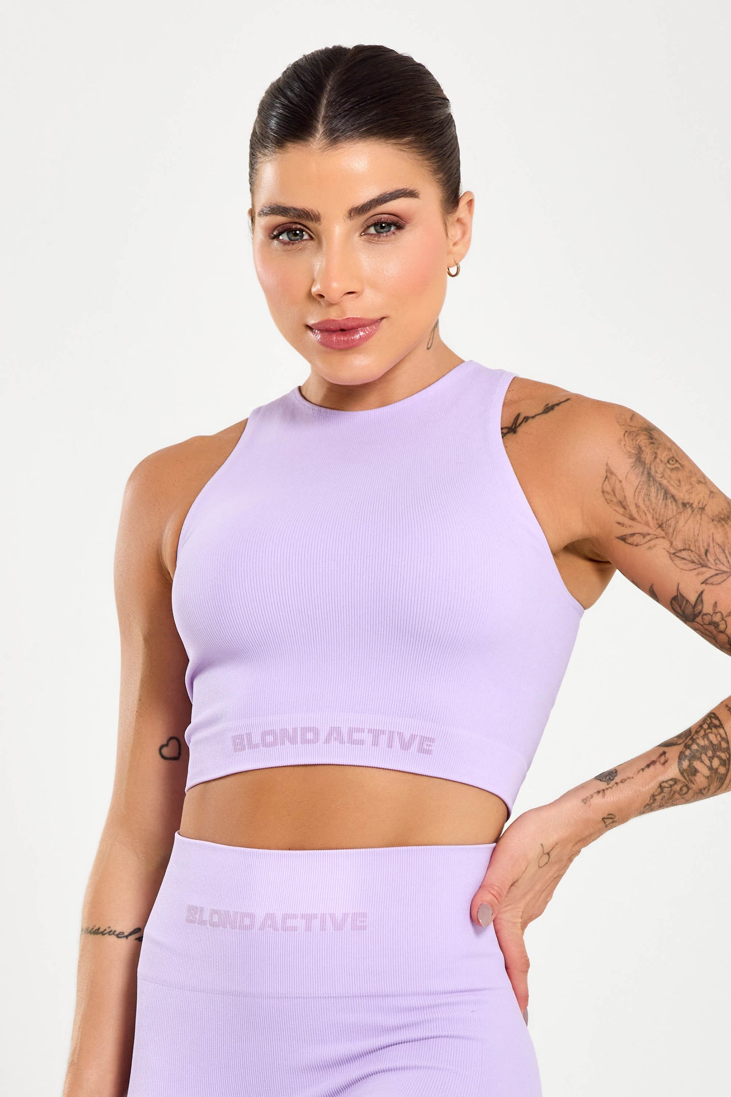 Top Cropped Energy Lycra Seamless Lilás