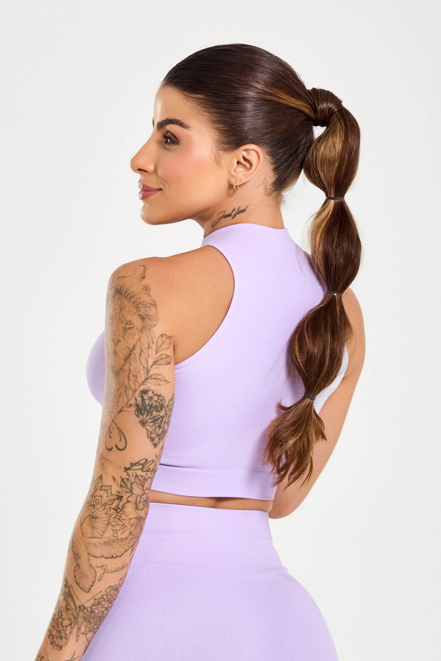 Conjunto Energy Seamless  Top Cropped (Lilás) + Legging Lisa (Lilás)