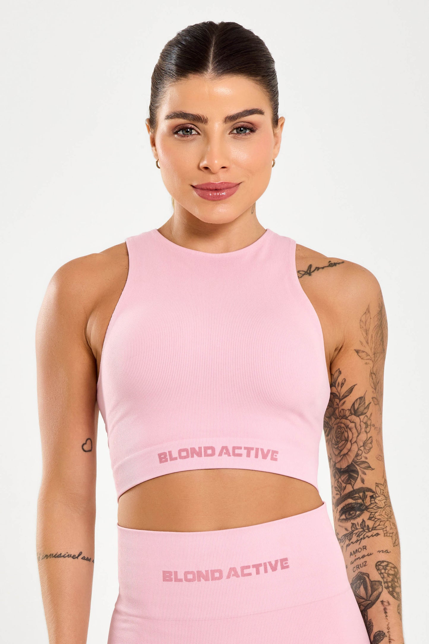 Conjunto Energy Seamless  Top Cropped (Rosa) + Legging Lisa (Rosa)