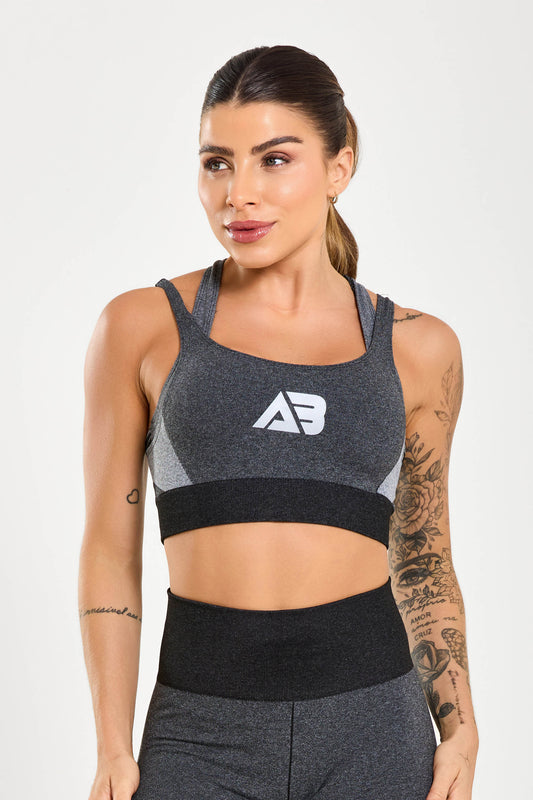 Top Duplo Mescla Dark Lycra Seamless