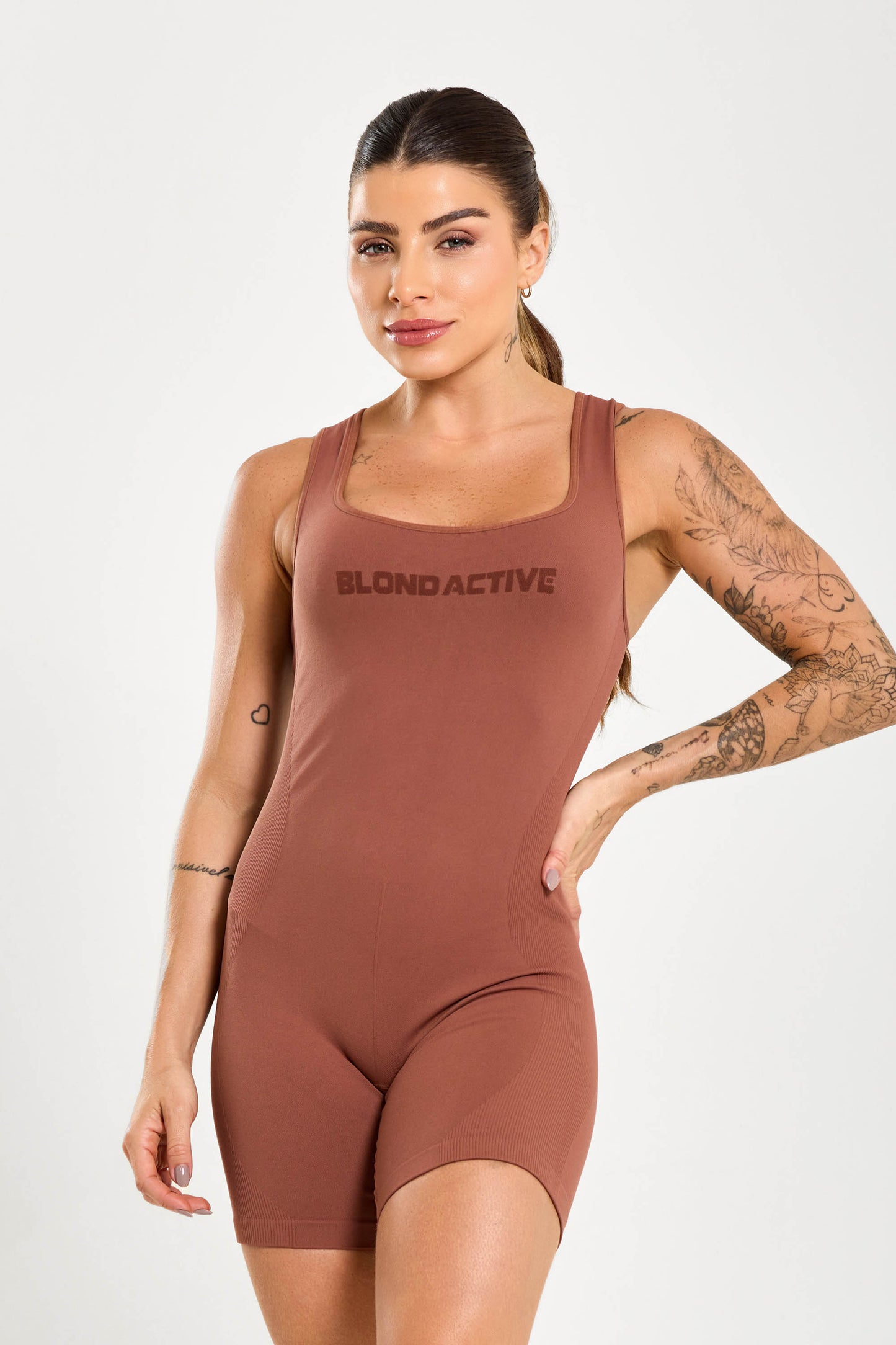 Macaquinho Lycra Seamless Energy Anatômico Coffe