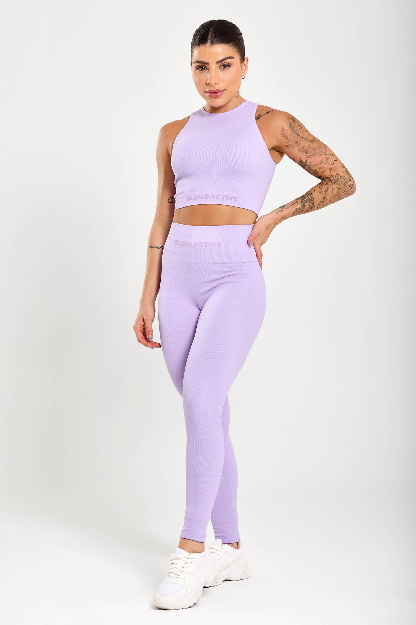 Conjunto Energy Seamless  Top Cropped (Lilás) + Legging Lisa (Lilás)