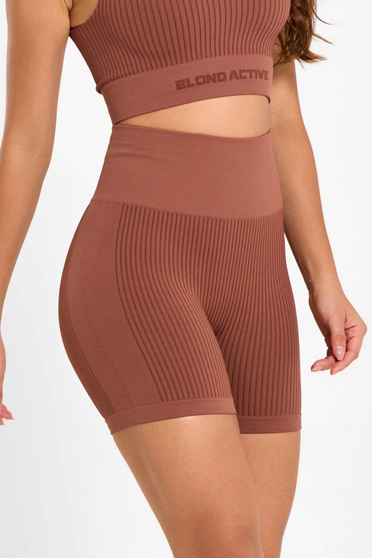 Short Feminino Energy em Lycra Seamless Tex Coffe