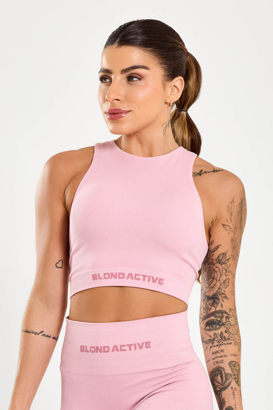 Top Cropped Energy Lycra Seamless Rosa