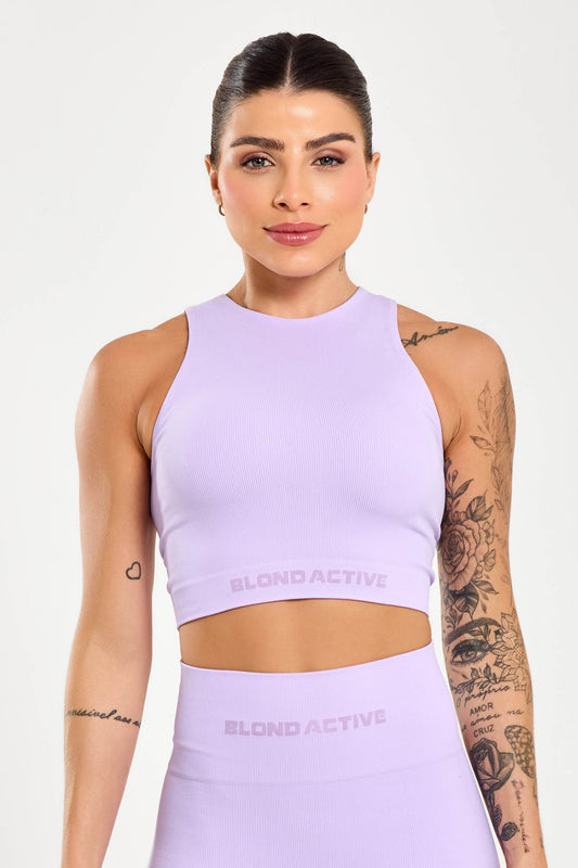 Top Cropped Energy Lycra Seamless Lilás