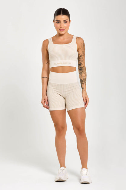 Conjunto Energy Seamless Tex Top Anatômico + Short (Off White)