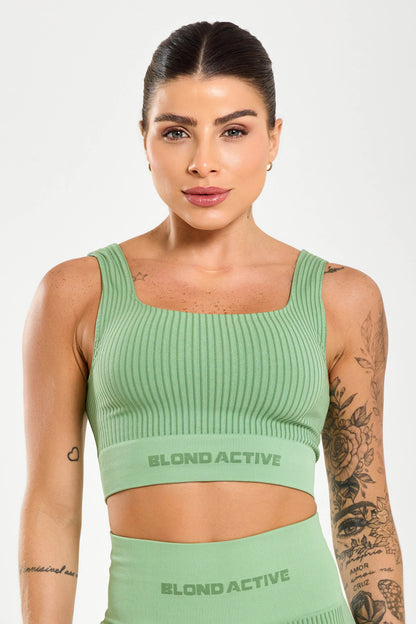 Top Feminino Energy em Lycra Seamless Tex Verde