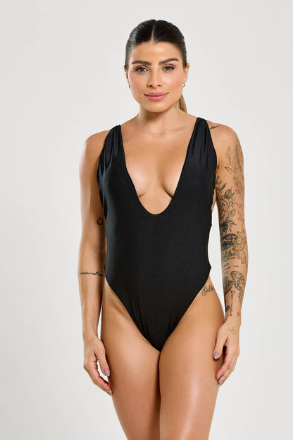 Maiô All Black alças reguláveis lycra com proteção UV+