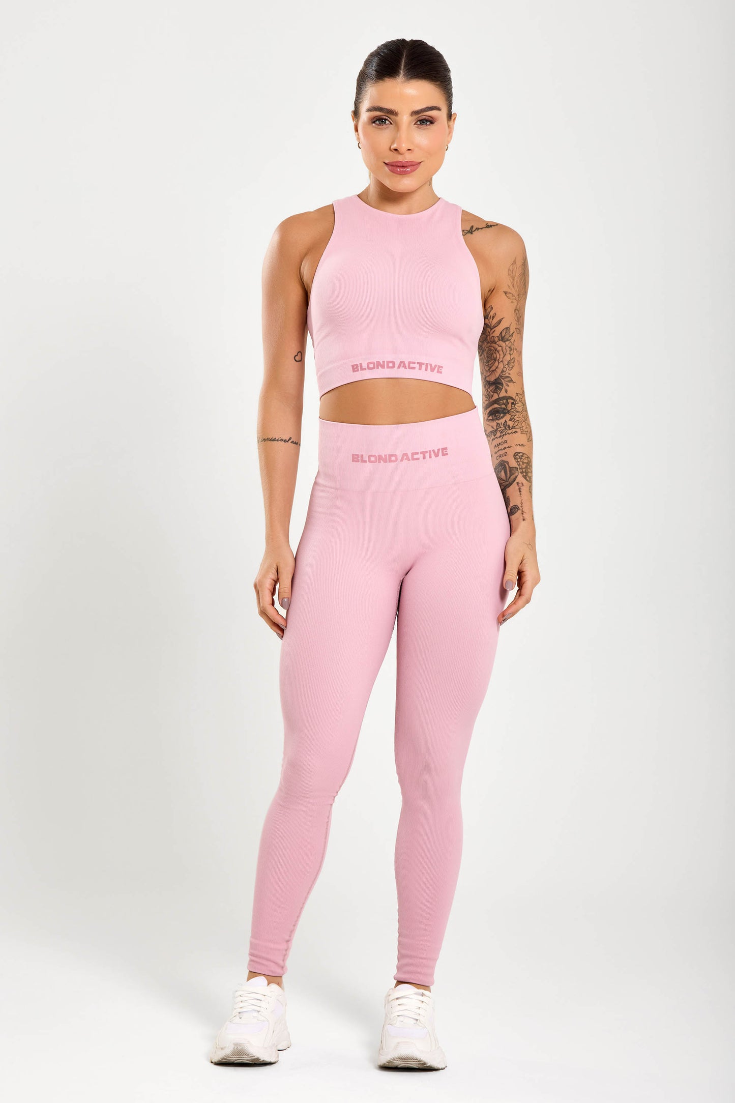 Conjunto Energy Seamless  Top Cropped (Rosa) + Legging Lisa (Rosa)