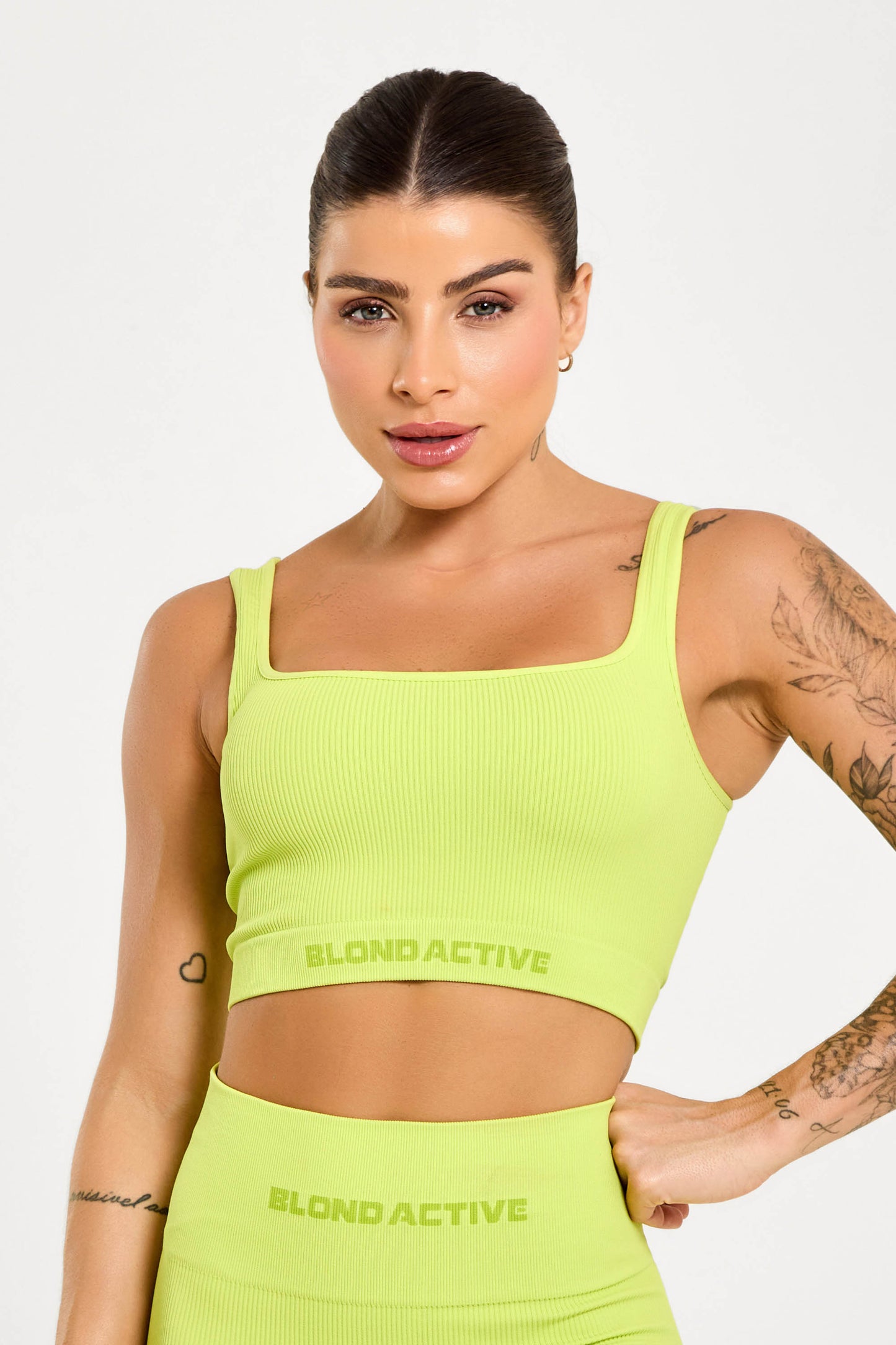 Top Alça Energy Lycra Canelada Seamless Neon