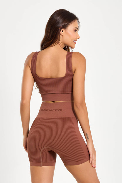 Conjunto Energy Seamless Tex Top Anatômico + Short (Coffe)