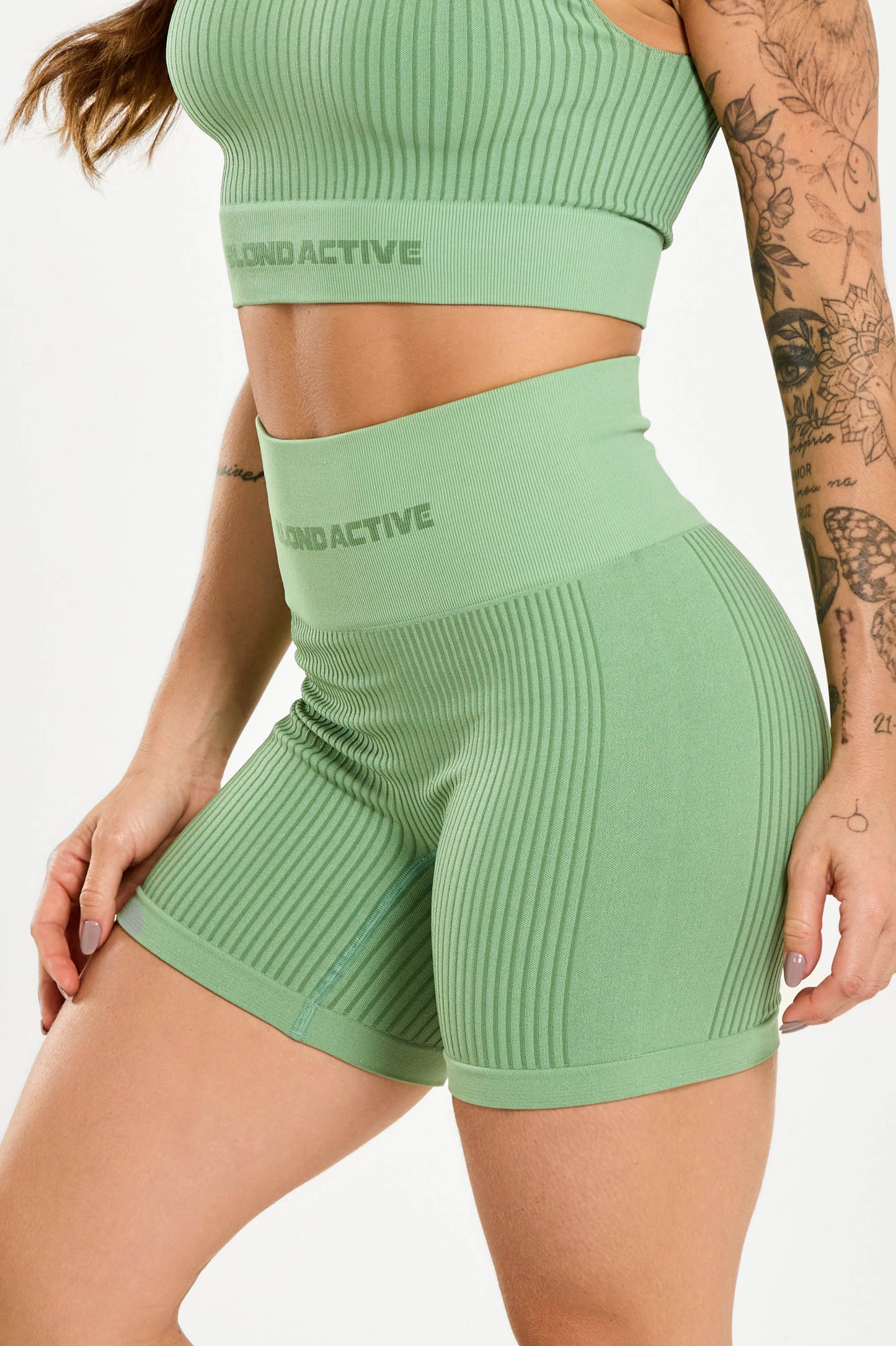Conjunto Energy Seamless Tex Top Anatômico + Short (Verde)