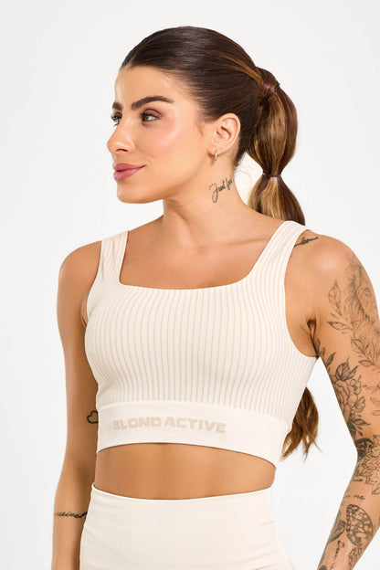 Top Feminino Energy em Lycra Seamless Tex Off White