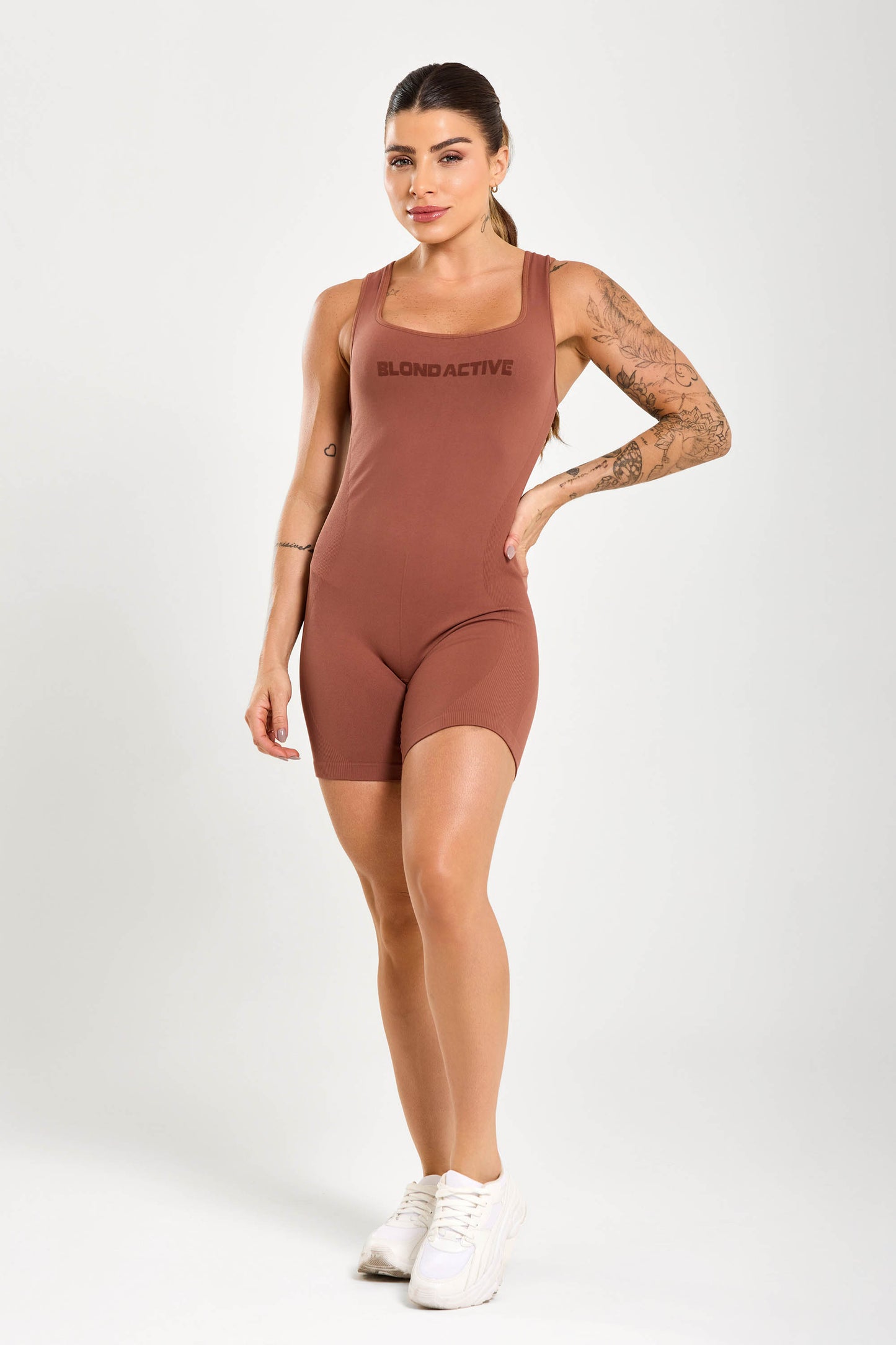 Macaquinho Lycra Seamless Energy Anatômico Coffe