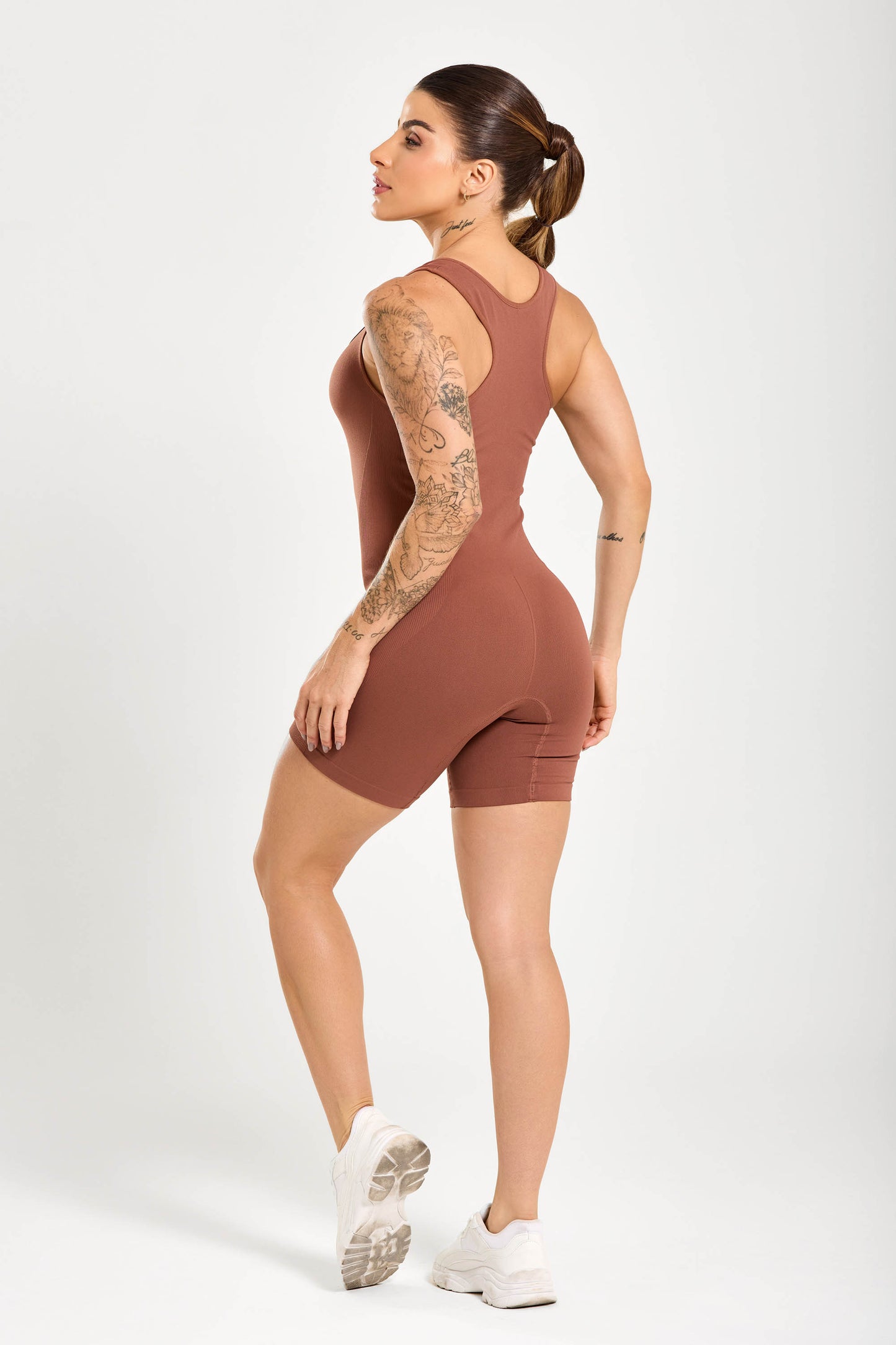 Macaquinho Lycra Seamless Energy Anatômico Coffe