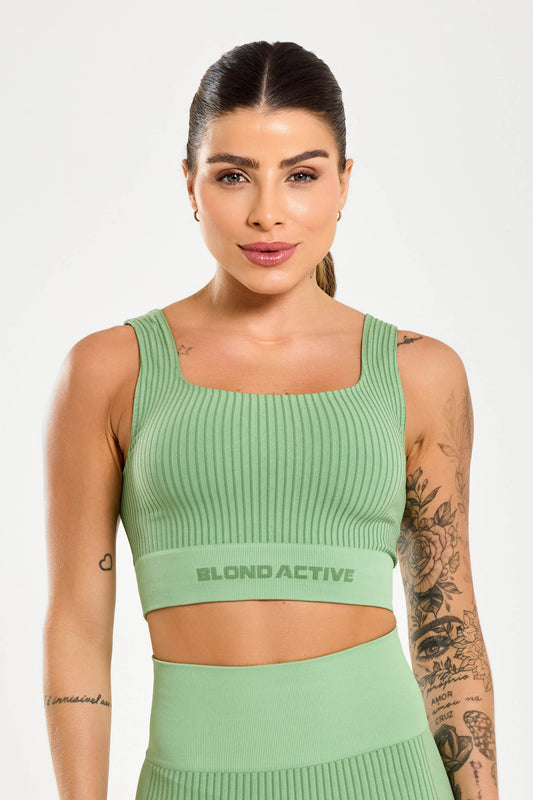 Top Feminino Energy em Lycra Seamless Tex Verde