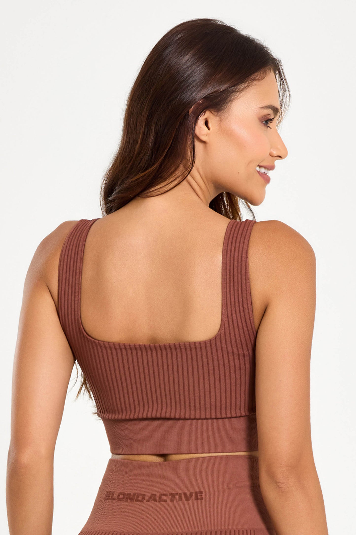 Top Feminino Energy em Lycra Seamless Tex Coffe