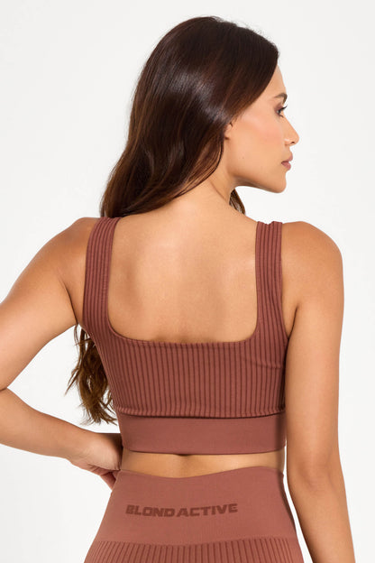 Top Feminino Energy em Lycra Seamless Tex Coffe
