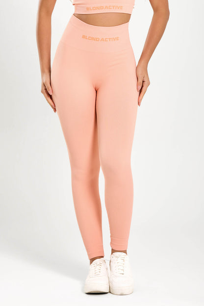 Conjunto Energy Seamless  Top Cropped (Salmão) + Legging Lisa (Salmão)