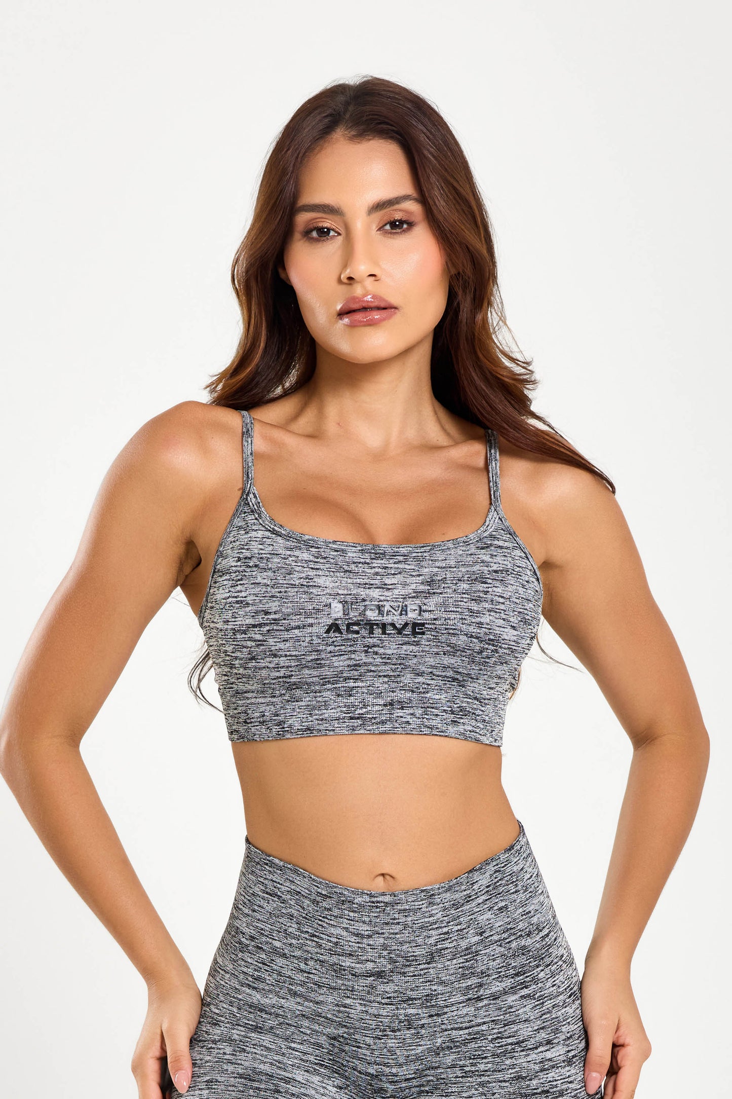 Top Duomix Cinza Mescla Seamless UV+ e Alças Finas