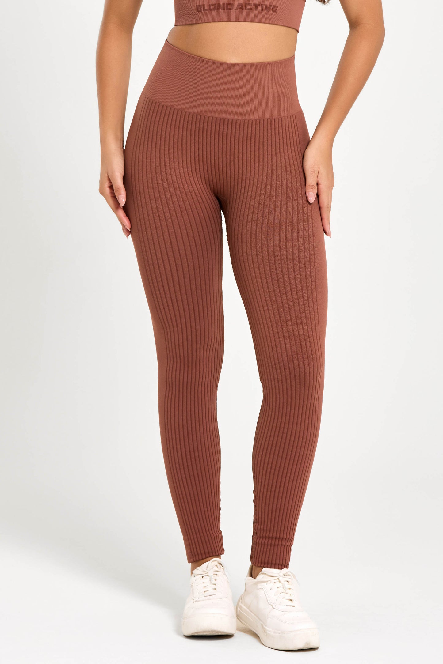 Conjunto Energy Seamless Tex Top Anatômico + Legging Canelada Coffe