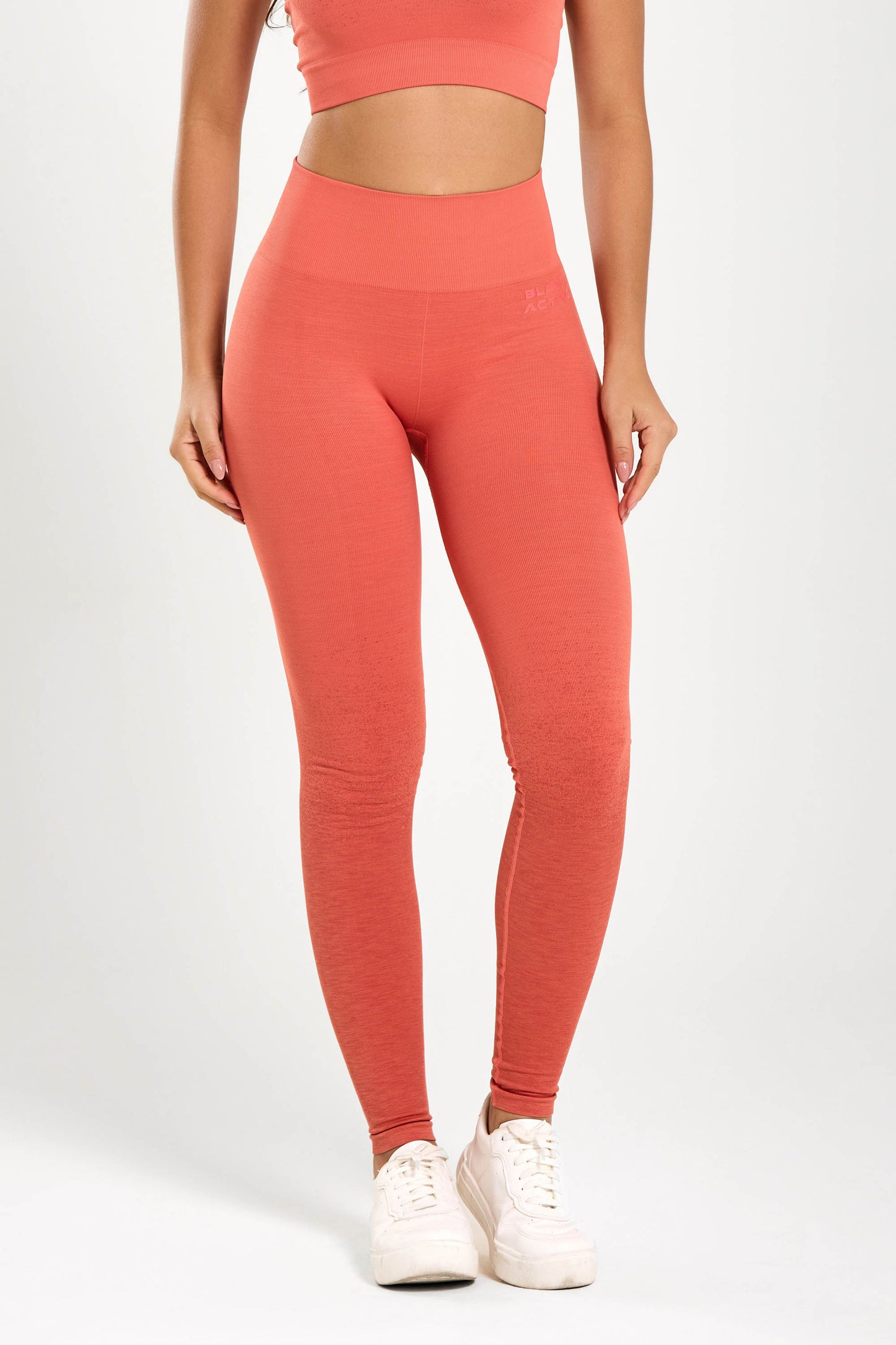 Conjunto Degradê Páprica Top Cropped + Legging Seamless UV+