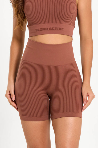 Short Feminino Energy em Lycra Seamless Tex Coffe