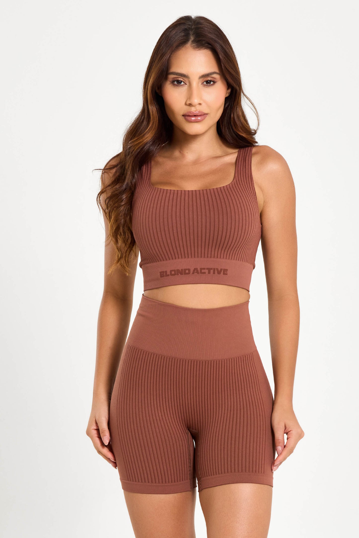 Top Feminino Energy em Lycra Seamless Tex Coffe