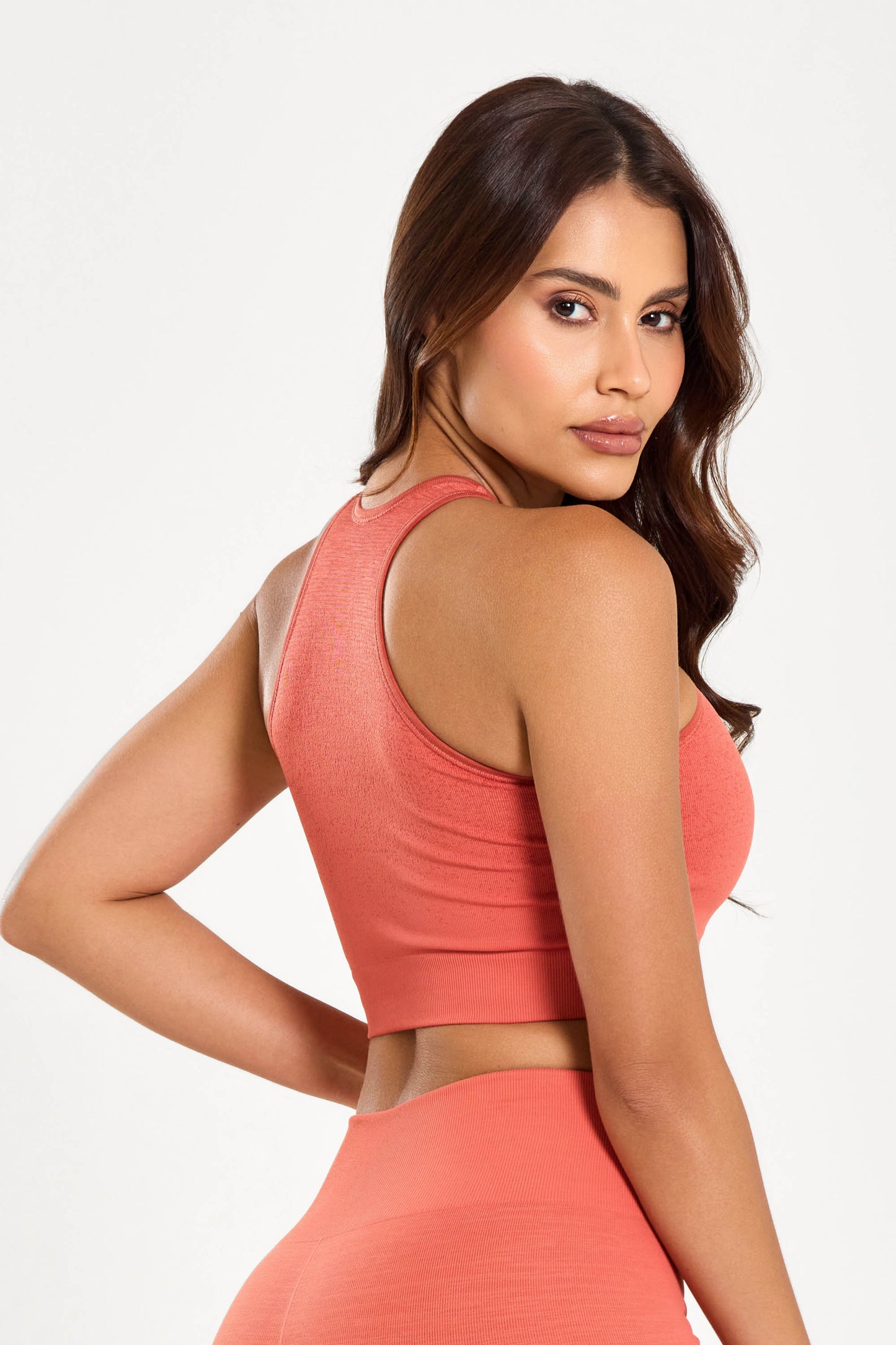 Conjunto Degradê Páprica Top Cropped + Legging Seamless UV+