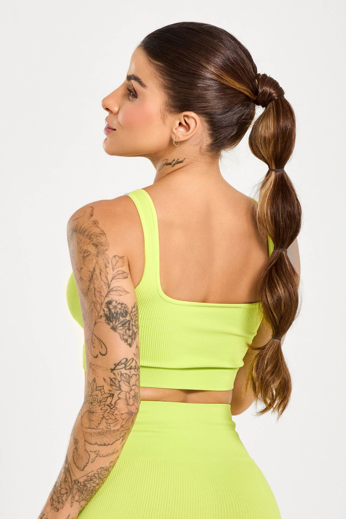 Top Alça Energy Lycra Canelada Seamless Neon