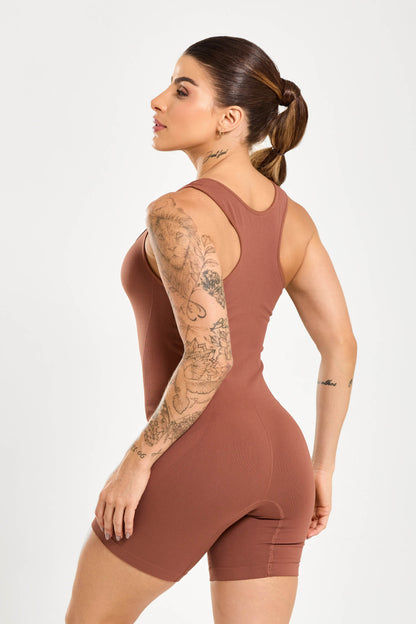 Macaquinho Lycra Seamless Energy Anatômico Coffe