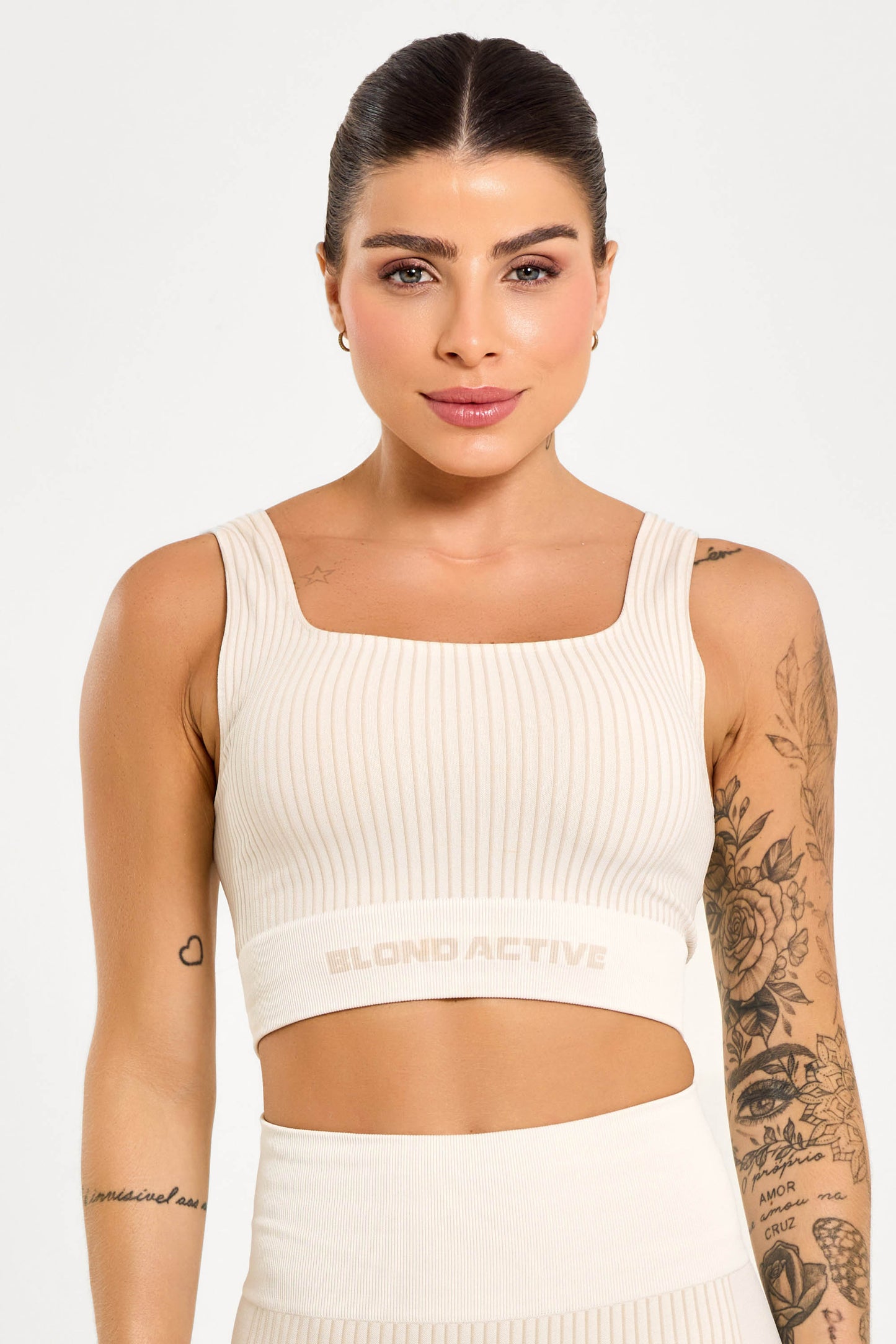 Top Feminino Energy em Lycra Seamless Tex Off White