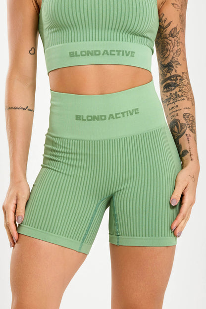 Conjunto Energy Seamless Tex Top Anatômico + Short (Verde)
