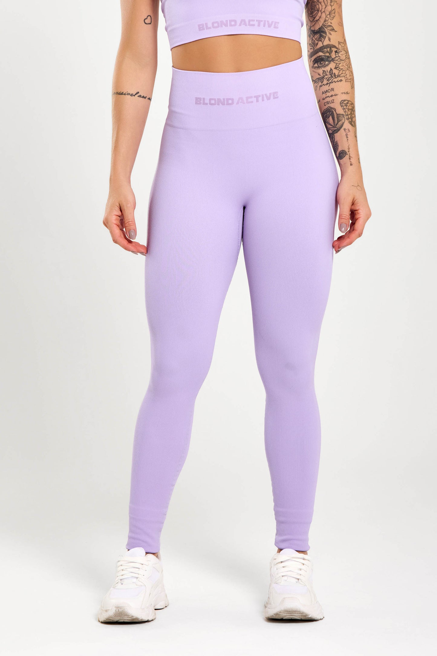 Conjunto Energy Seamless  Top Cropped (Lilás) + Legging Lisa (Lilás)
