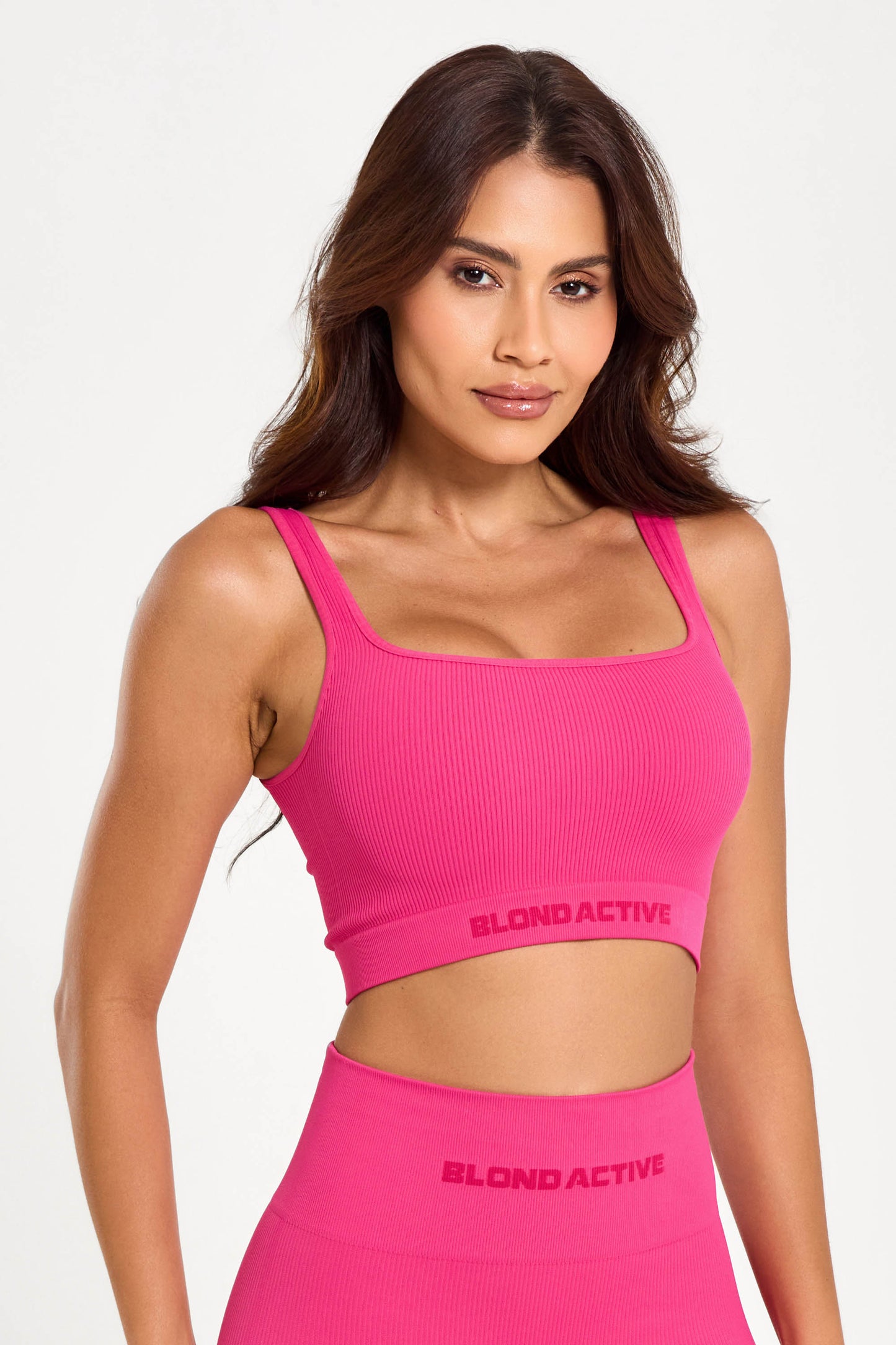 Top Alça Energy Lycra Canelada Seamless Rosa