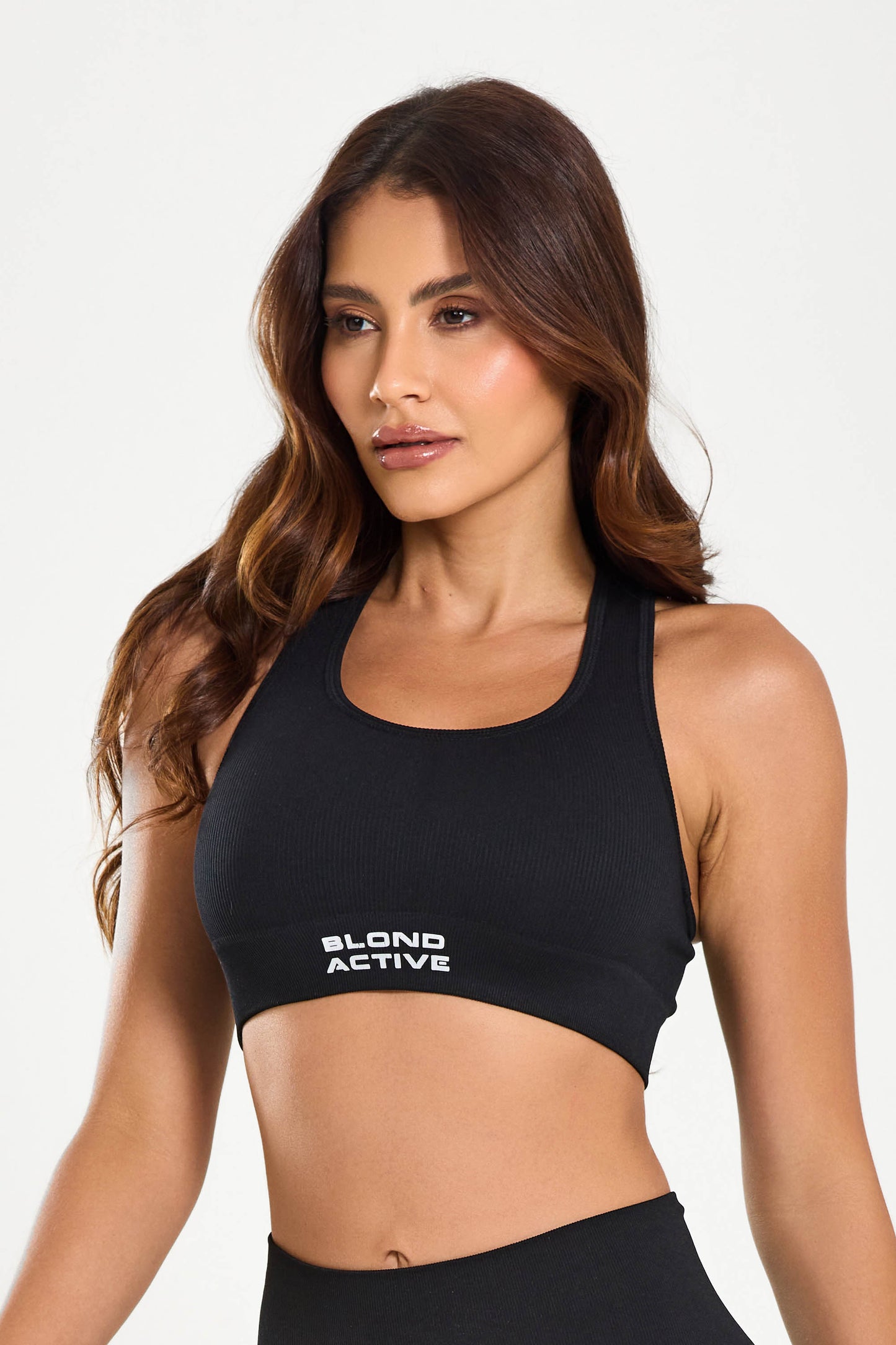 Top Canelado Seamless Preto UV+ e Costas Nadador